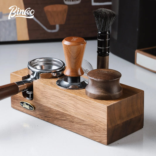 BINCOO Walnut Coffee Tamping Station, 51/53/58mm Portafilter Holder