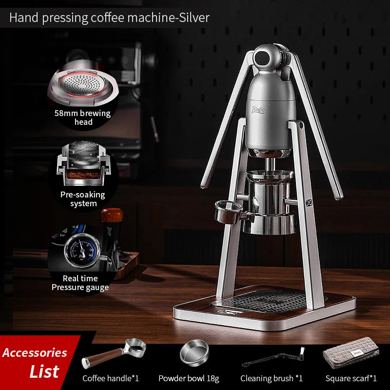 Double Pull Rod Manual Espresso Maker, Hand-Pressed Italian Extractor