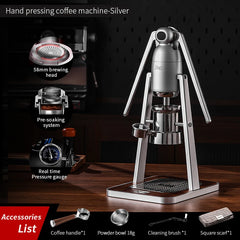 Double Pull Rod Manual Espresso Maker, Hand-Pressed Italian Extractor