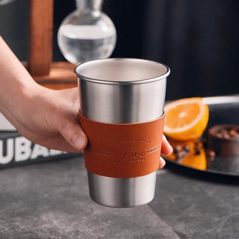 Tasse en acier inoxydable, tasse à café portable, tasse de voyage de camping, tasse à café en métal, tasse à eau, tasse à thé au lait, gobelet, tasse à eau