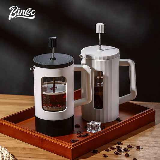 Bincoo 600ml French Press Coffee Maker (High Borosilicate Glass, Milk Frother, Barista Tool)