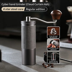Portable Manual Coffee Grinder with 420 CNC Steel Burr and Double Bearing