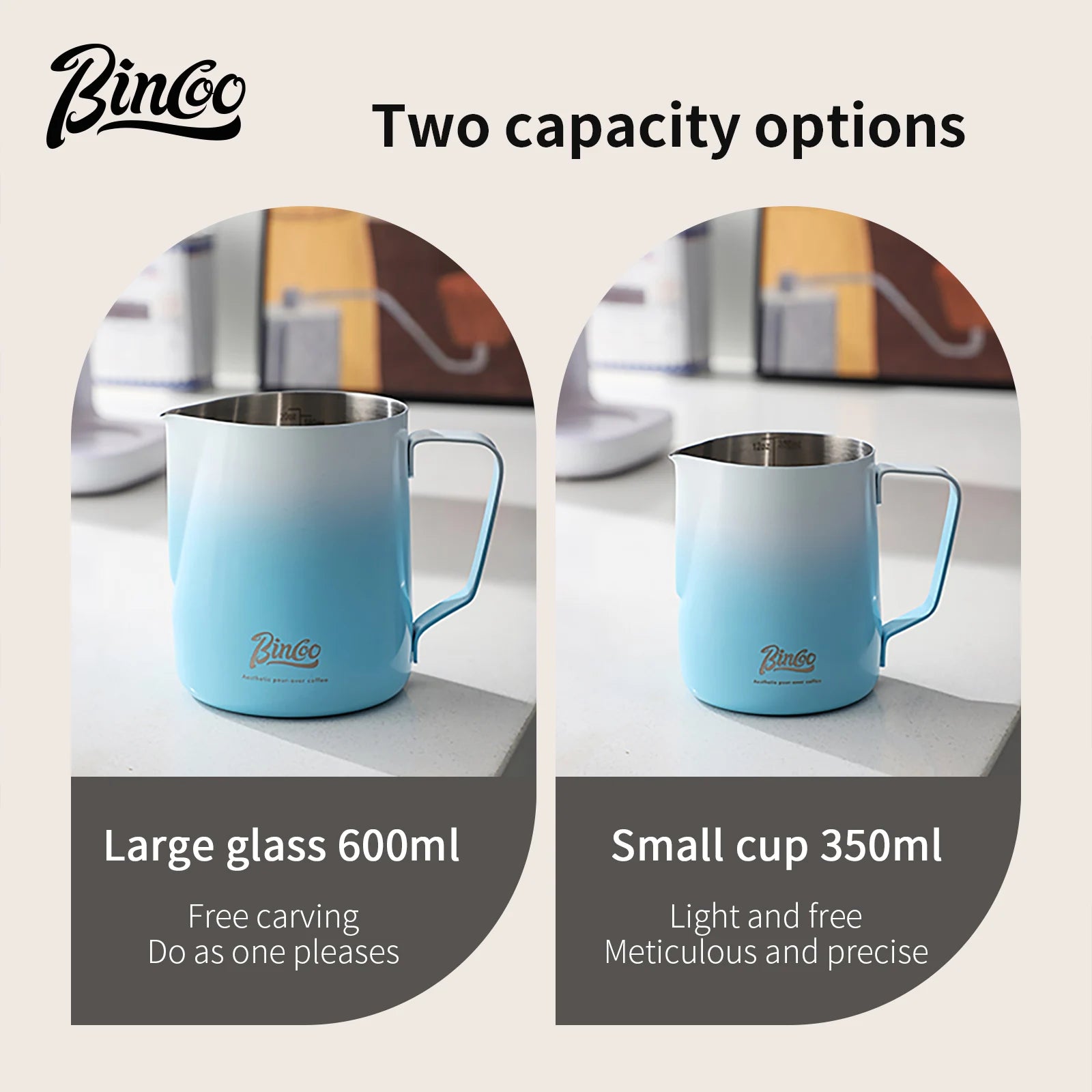 350/600ML Milk Frothing Pitcher – 304 Stainless Steel Latte Jug with Precision Scale