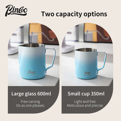 350/600ML Milk Frothing Pitcher – 304 Stainless Steel Latte Jug with Precision Scale