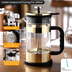 BINCOO 1000ml French Press Coffee Pot (Stainless Steel, Borosilicate Glass, Heat-Resistant)