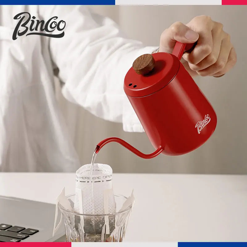 350ml Hand-Brewed Coffee Pot (304 Stainless Steel, Gooseneck, Solid Wood Handle, Milk Foam, Kitchen/Cafe)