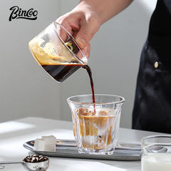 70/120ml Glass Espresso Measuring Cup with Wood Handle, Double/Single Spout