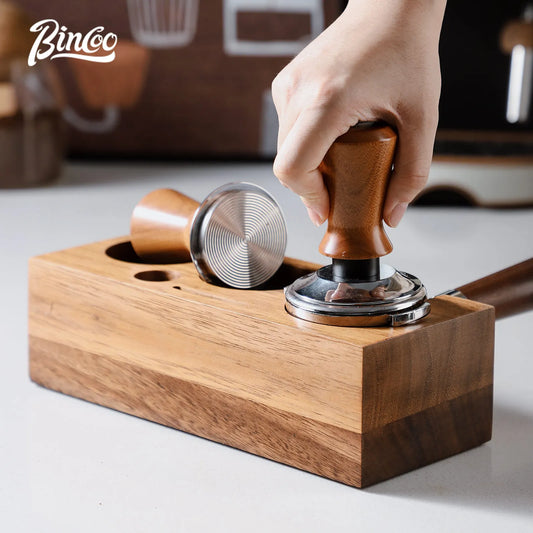 BINCOO Walnut Coffee Tamping Station, 51/53/58mm Portafilter Holder