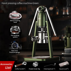 Double Pull Rod Manual Espresso Maker, Hand-Pressed Italian Extractor