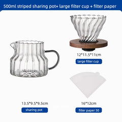 Bincoo 500ml Pour Over Coffee Maker Set (Glass Carafe, Glass Filter, Home/Office)