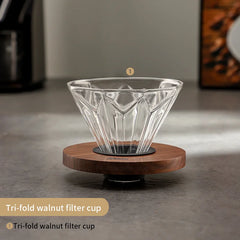 Glass Hand-Brewed Coffee Pot Set with Vertical Pattern and Filter Cup