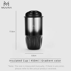 MUVNA 260/450ml Insulated SS Vacuum Flask, Hot/Cold Travel Coffee Mug