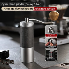 Portable Manual Coffee Grinder with 420 CNC Steel Burr and Double Bearing