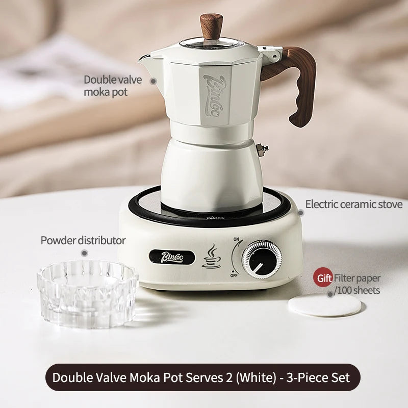 Bincoo Double-Valve Mocha Pot Electric Stove Set