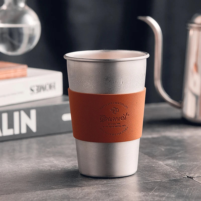 Tasse en acier inoxydable, tasse à café portable, tasse de voyage de camping, tasse à café en métal, tasse à eau, tasse à thé au lait, gobelet, tasse à eau