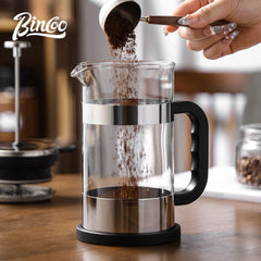 BINCOO 1000ml French Press Coffee Pot (Stainless Steel, Borosilicate Glass, Heat-Resistant)