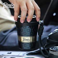 BINCOO 280/500ml Ceramic Double-Layer Coffee Thermos, Leak-Proof Travel Mug