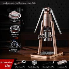 Double Pull Rod Manual Espresso Maker, Hand-Pressed Italian Extractor