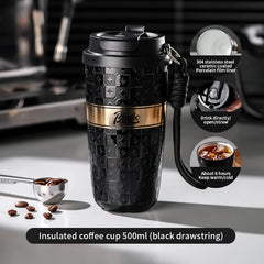 BINCOO 280/500ml Ceramic Double-Layer Coffee Thermos, Leak-Proof Travel Mug