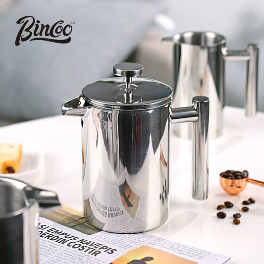 Bincoo Double-Walled Stainless Steel French Press Coffee Pot (350ml/800ml/1000ml)