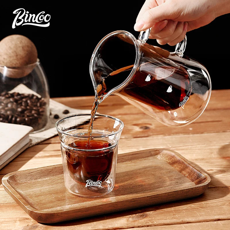 Bincoo 400ml Heat-Resistant Double Wall Glass Pour Over Coffee Pot
