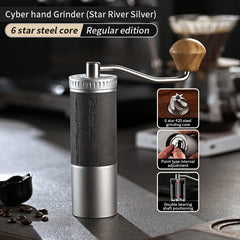 Portable Manual Coffee Grinder with 420 CNC Steel Burr and Double Bearing