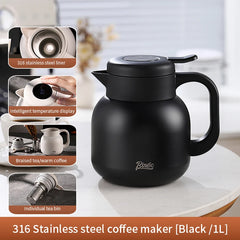 1000ml 316 Stainless Steel Thermal Coffee Pot with Temperature Display