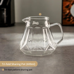 Glass Hand-Brewed Coffee Pot Set with Vertical Pattern and Filter Cup