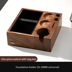 Walnut Espresso Knock Box & Tamping Station – 51/58mm Multifunctional Coffee Tool Stand