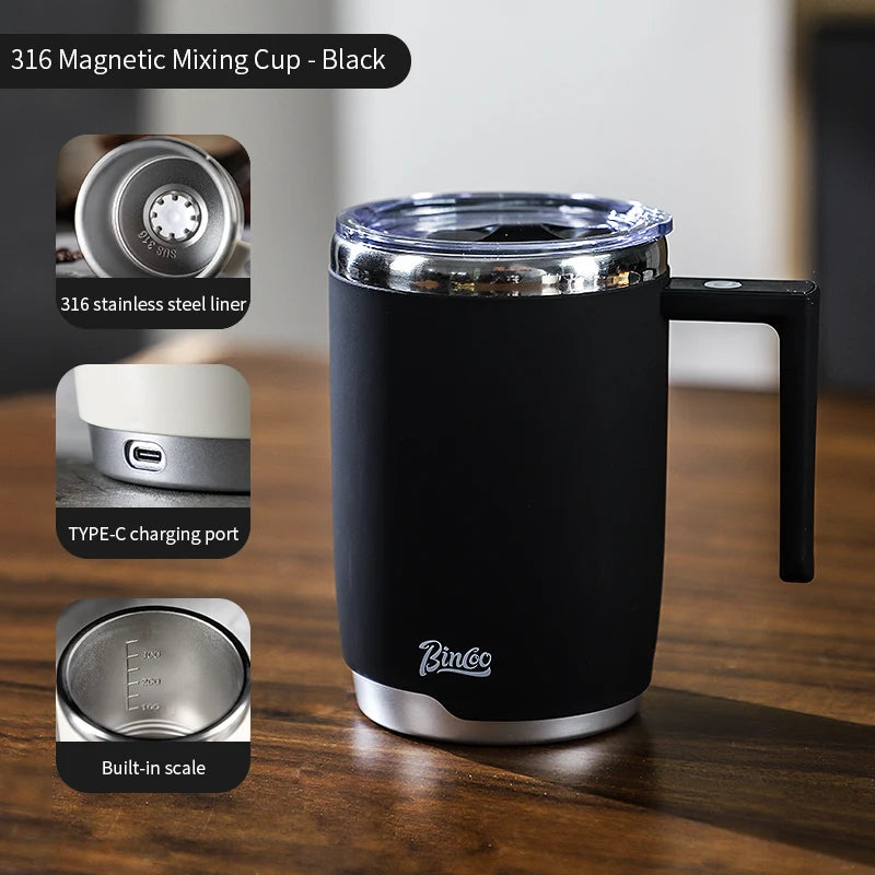 Tasse électrique à agitation automatique en acier inoxydable 316, rechargeable et sûre, avec système magnétique, pour mélanger le lait, bouteille d'eau intelligente de 400 ml