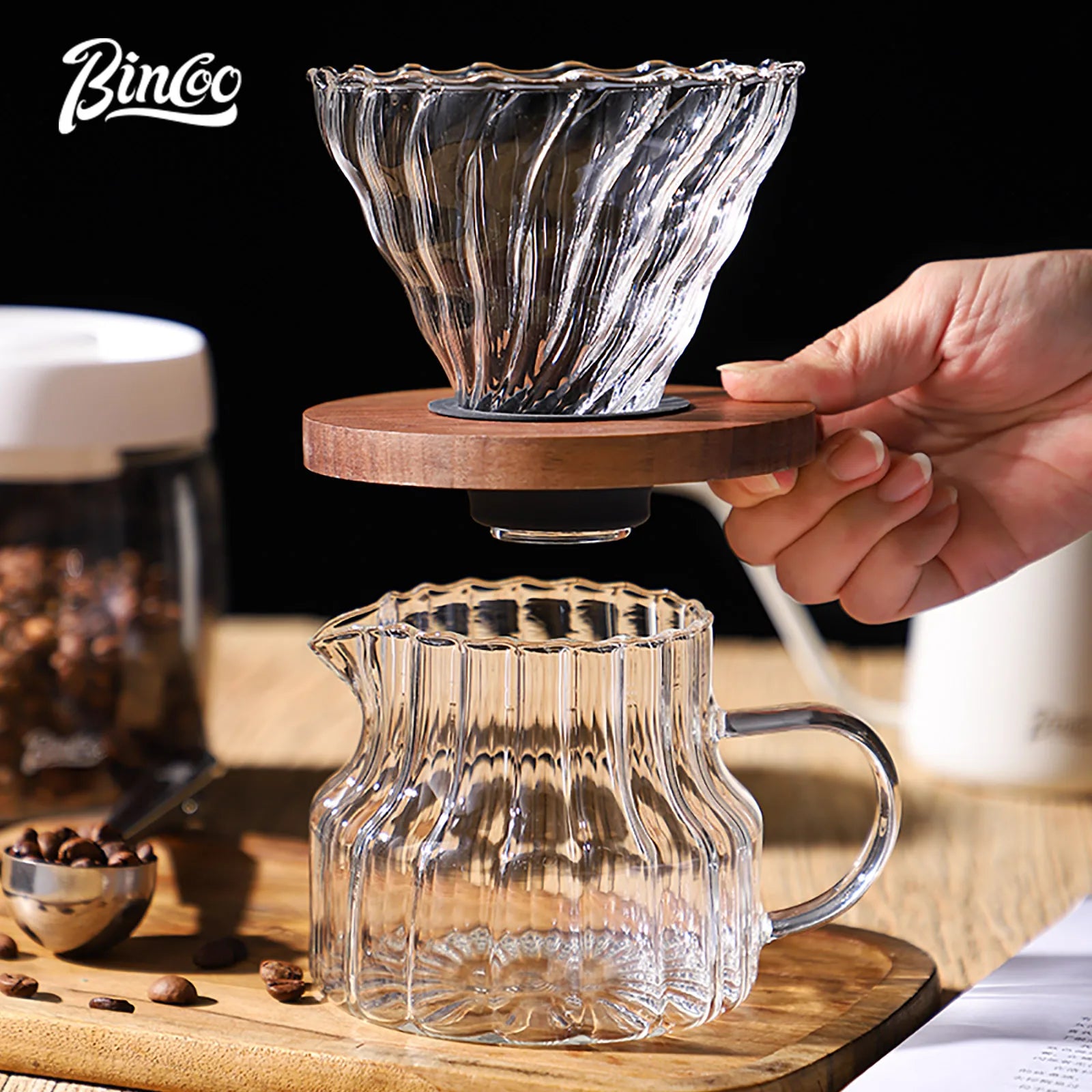 Bincoo 500ml Pour Over Coffee Maker Set (Glass Carafe, Glass Filter, Home/Office)