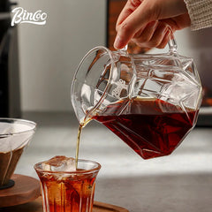 Glass Hand-Brewed Coffee Pot Set with Vertical Pattern and Filter Cup