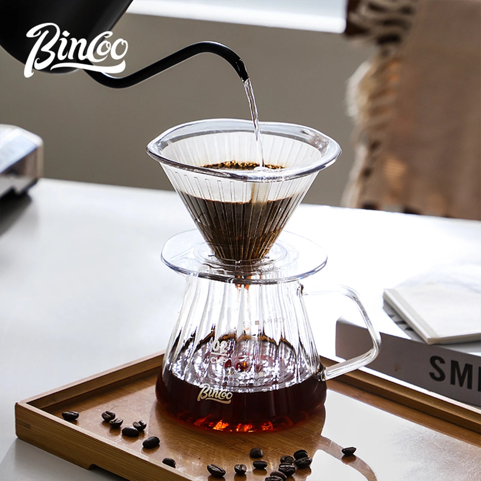 Bincoo Reusable V60 Coffee Filter Dripper V01/V02 with 50pcs Filter Paper