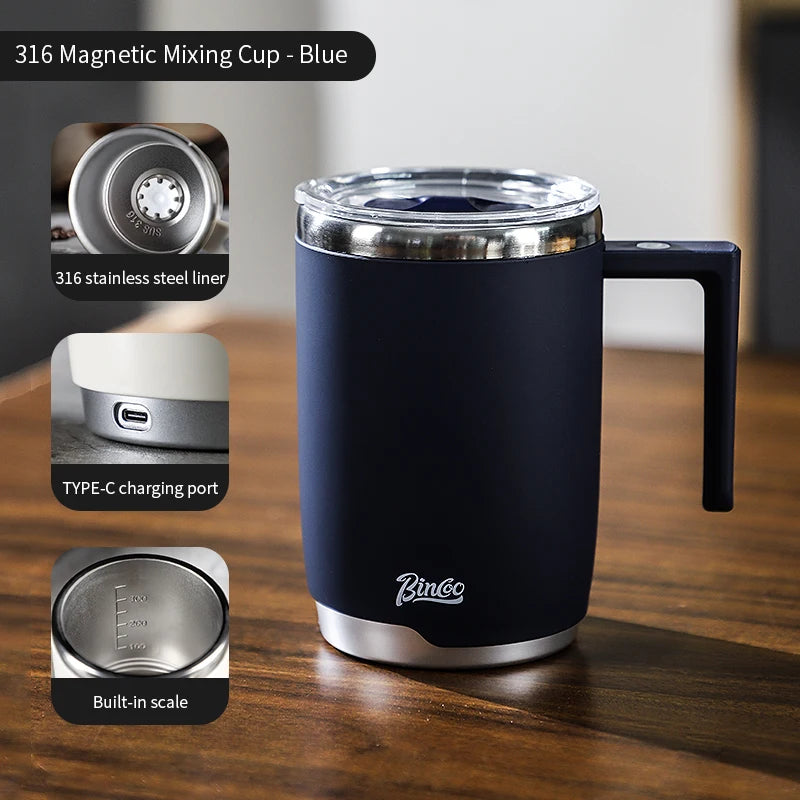 Tasse électrique à agitation automatique en acier inoxydable 316, rechargeable et sûre, avec système magnétique, pour mélanger le lait, bouteille d'eau intelligente de 400 ml