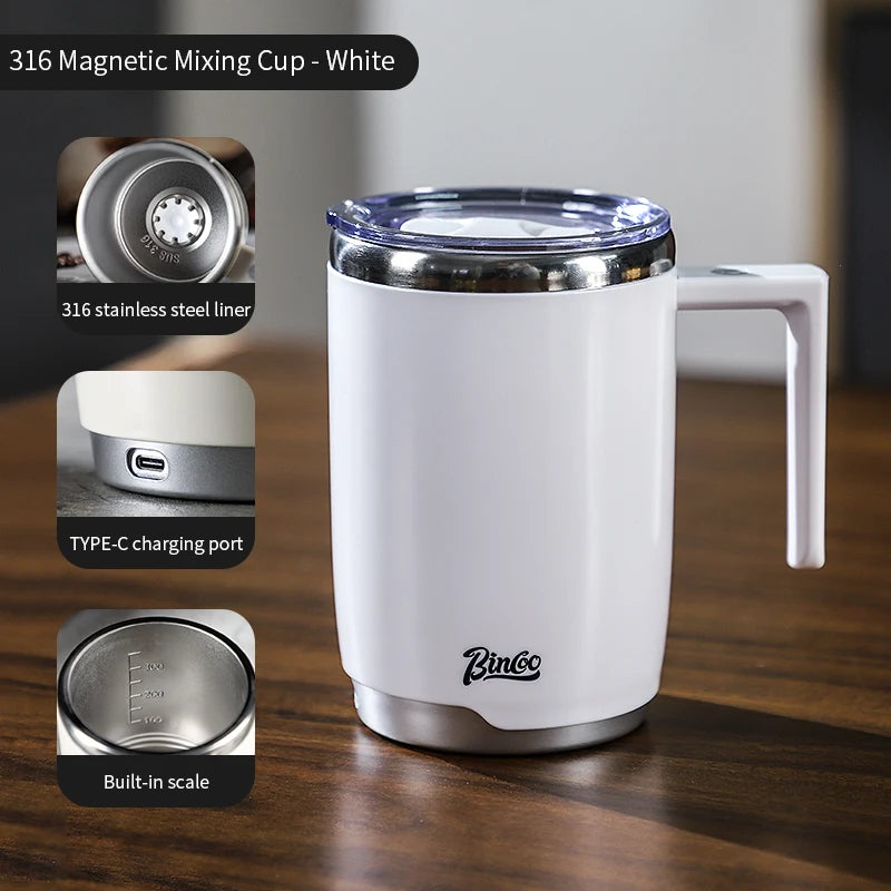 Tasse électrique à agitation automatique en acier inoxydable 316, rechargeable et sûre, avec système magnétique, pour mélanger le lait, bouteille d'eau intelligente de 400 ml
