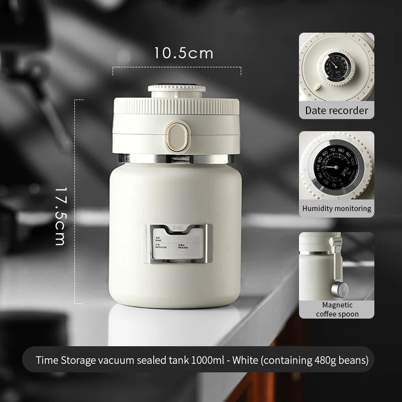 Bincoo Vacuum-Sealed Stainless Steel Coffee Storage Canister 1000ml