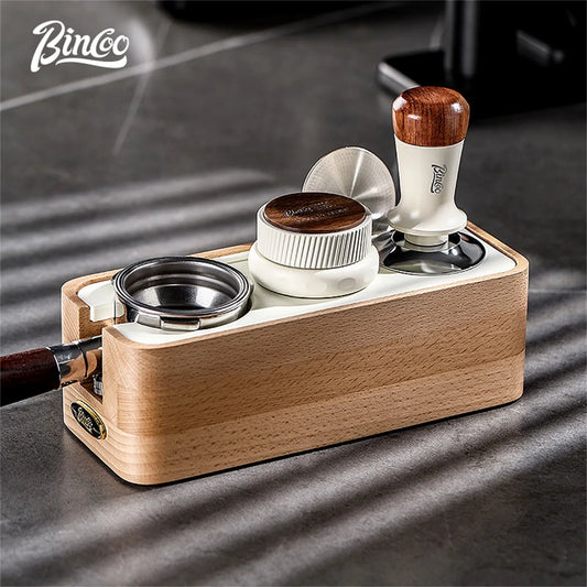 Wooden Coffee Tamper Mat Station and Portafilter Holder, 51/53/58mm