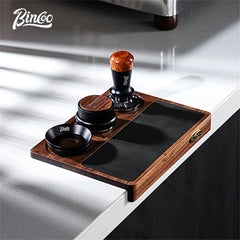 Bincoo 51/58mm Italian Coffee Pressing Pad with Walnut Storage Board and Powder Distributor
