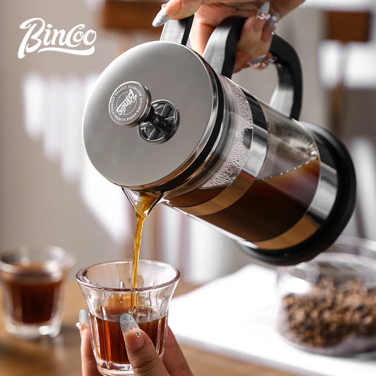 BINCOO 1000ml French Press Coffee Pot (Stainless Steel, Borosilicate Glass, Heat-Resistant)