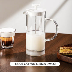 Bincoo Manual Milk Frother & French Press Coffee Maker (Heat-Resistant Glass, Mesh, Kitchen Tool)