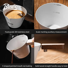 Bincoo 120mL Stainless Steel Espresso Measuring Cup with Scale