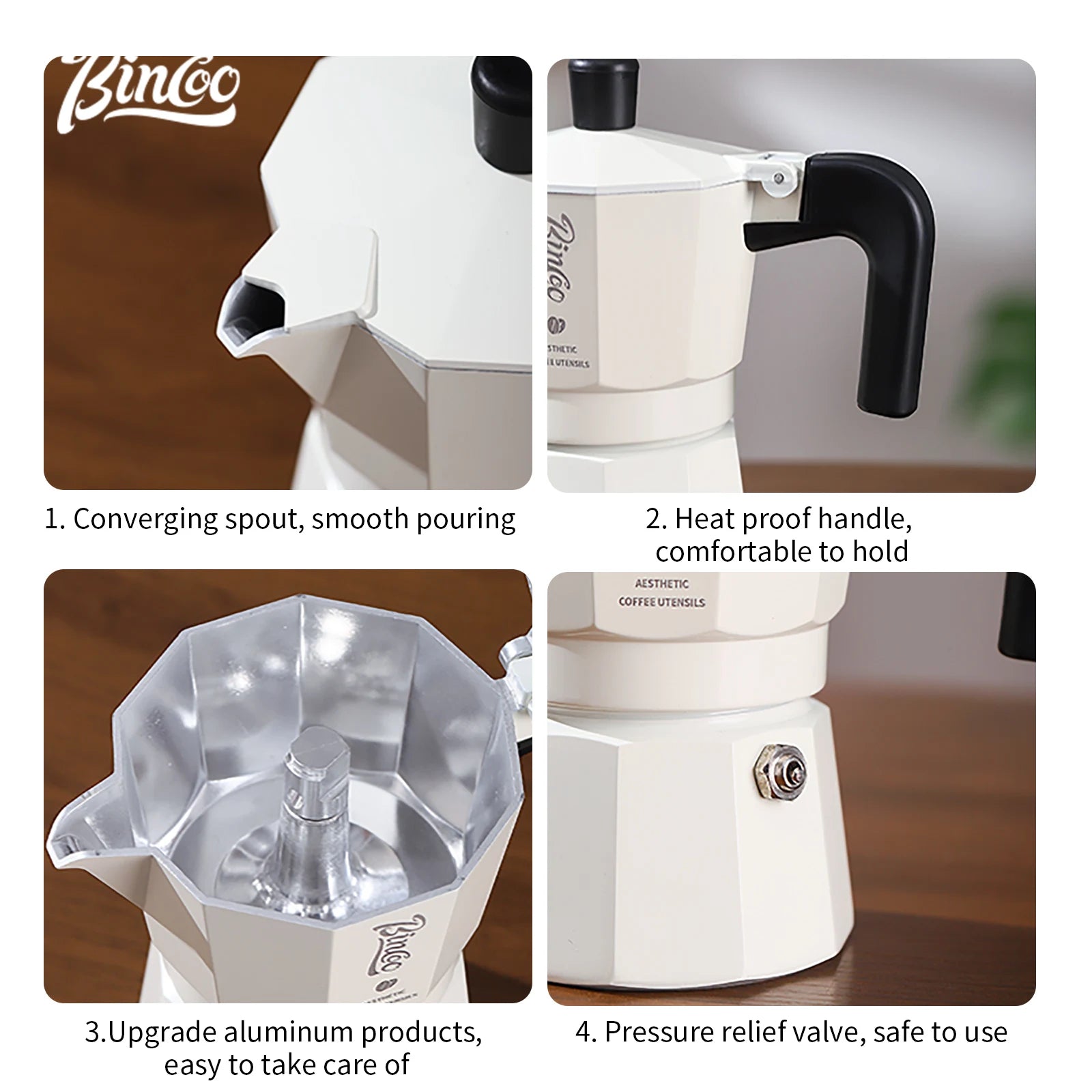 Bincoo Double-Valve Moka Pot with Electric Ceramic Heater 220V 500W