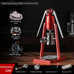 Double Pull Rod Manual Espresso Maker, Hand-Pressed Italian Extractor