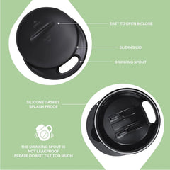 470ml Double-Layer SS Vacuum Coffee Cup with Handle & Lid, Travel Mug